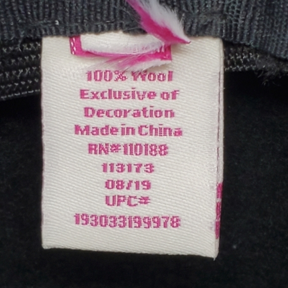 NINE WEST BLACK FEDORA HAT 100% WOOL CHEETAH PRINT BAND WOMEN OS - Picture 9 of 13